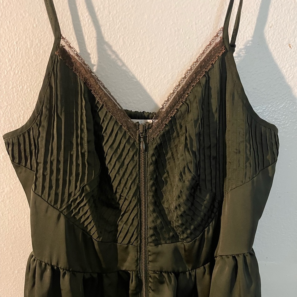 LC Lauren Conrad spaghetti strap military green dress
